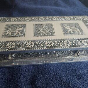 Handcrafted Wooden Dry Fruit Gift Box with Embossed Elephant Design, Decorative